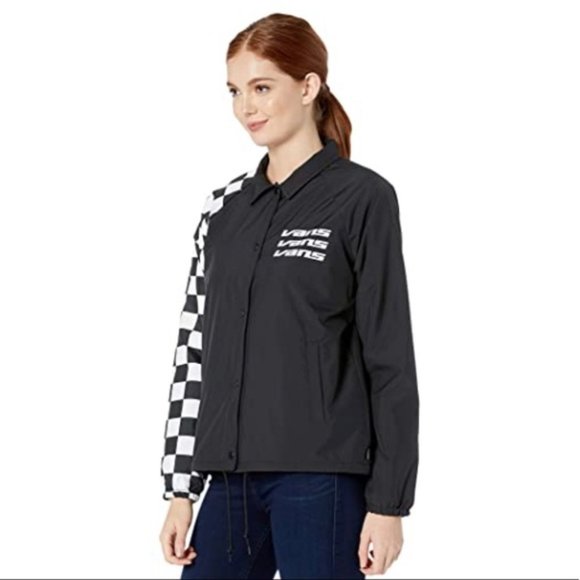 💖MEGA SALE💖VANS Thanks Coach Superspeedee Womens XS S Jacket Black VN0A47V5BLK - Picture 2 of 7